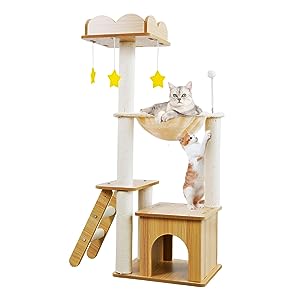猫タワー 木製キャットタワー 据え置き型 頑丈で安定したデザイン